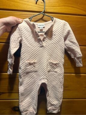 Calvin Klein Light Pink Quilted Baby One-Piece Footie
